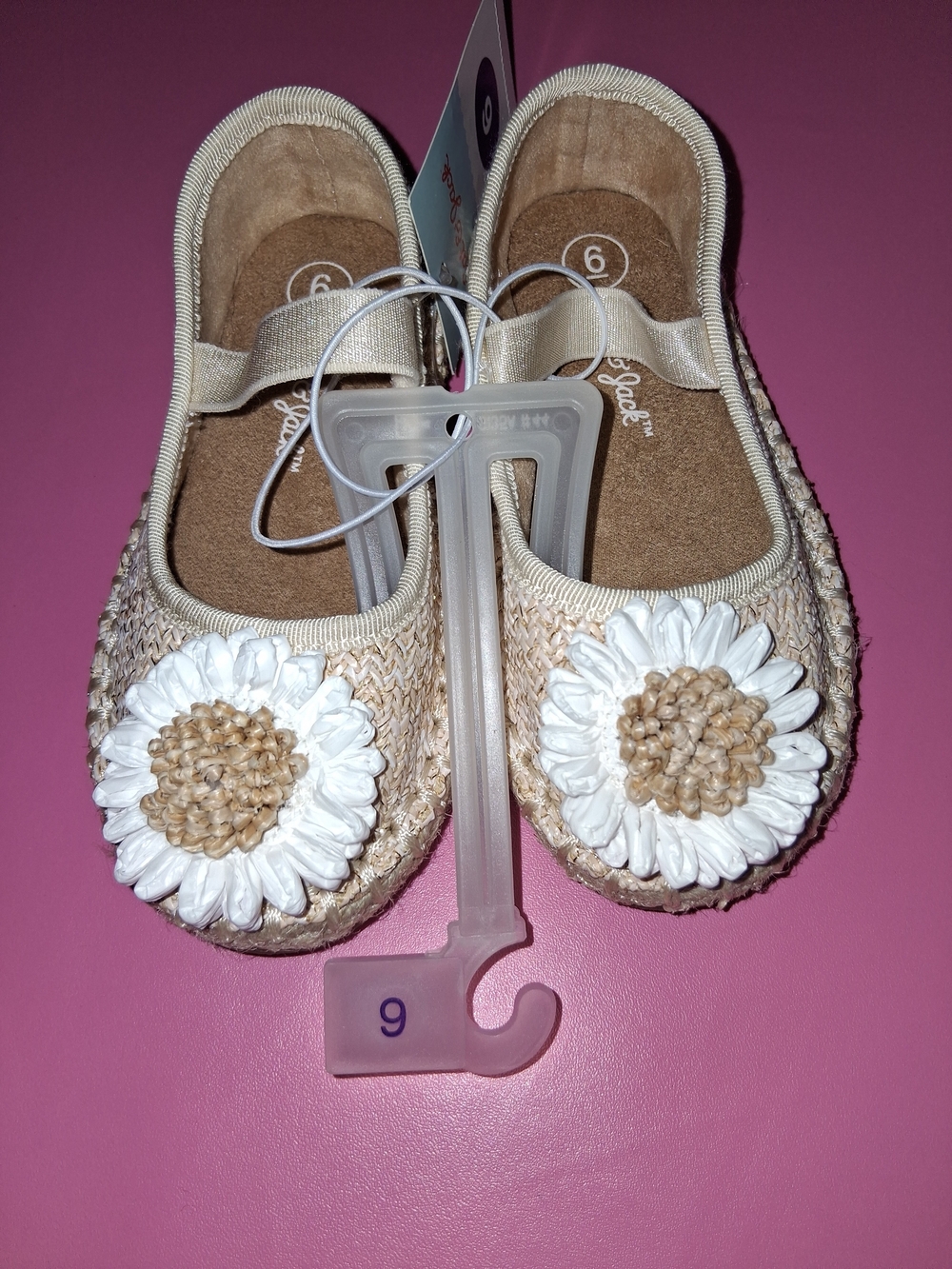 NWTS Girls Beige Floral Mary Jane Ballet Flats 6T